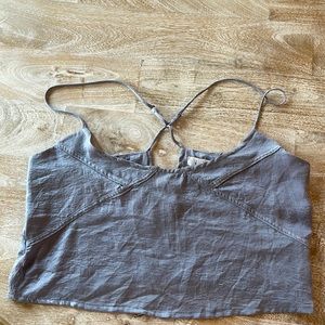 Lucca silver gray silky crop cami